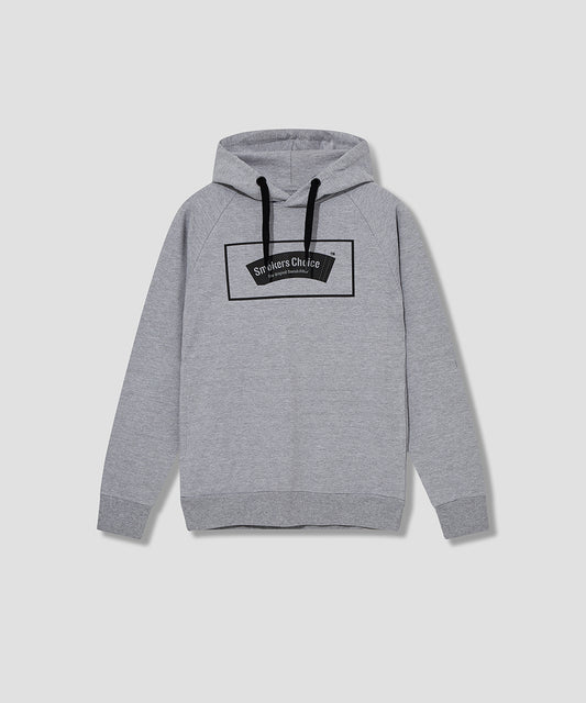 Grey Sport Hooded Sweat with SmokersChoice Frame logo in BLACK