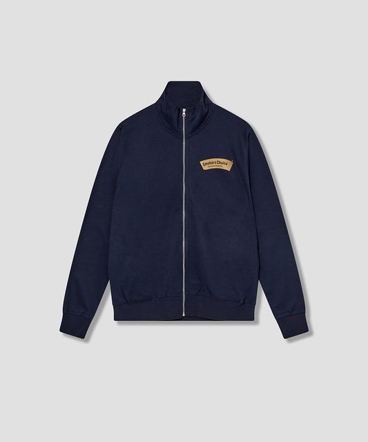 Navy BLUE Mens Zip Sweat with SmokersChoice logo in Gold