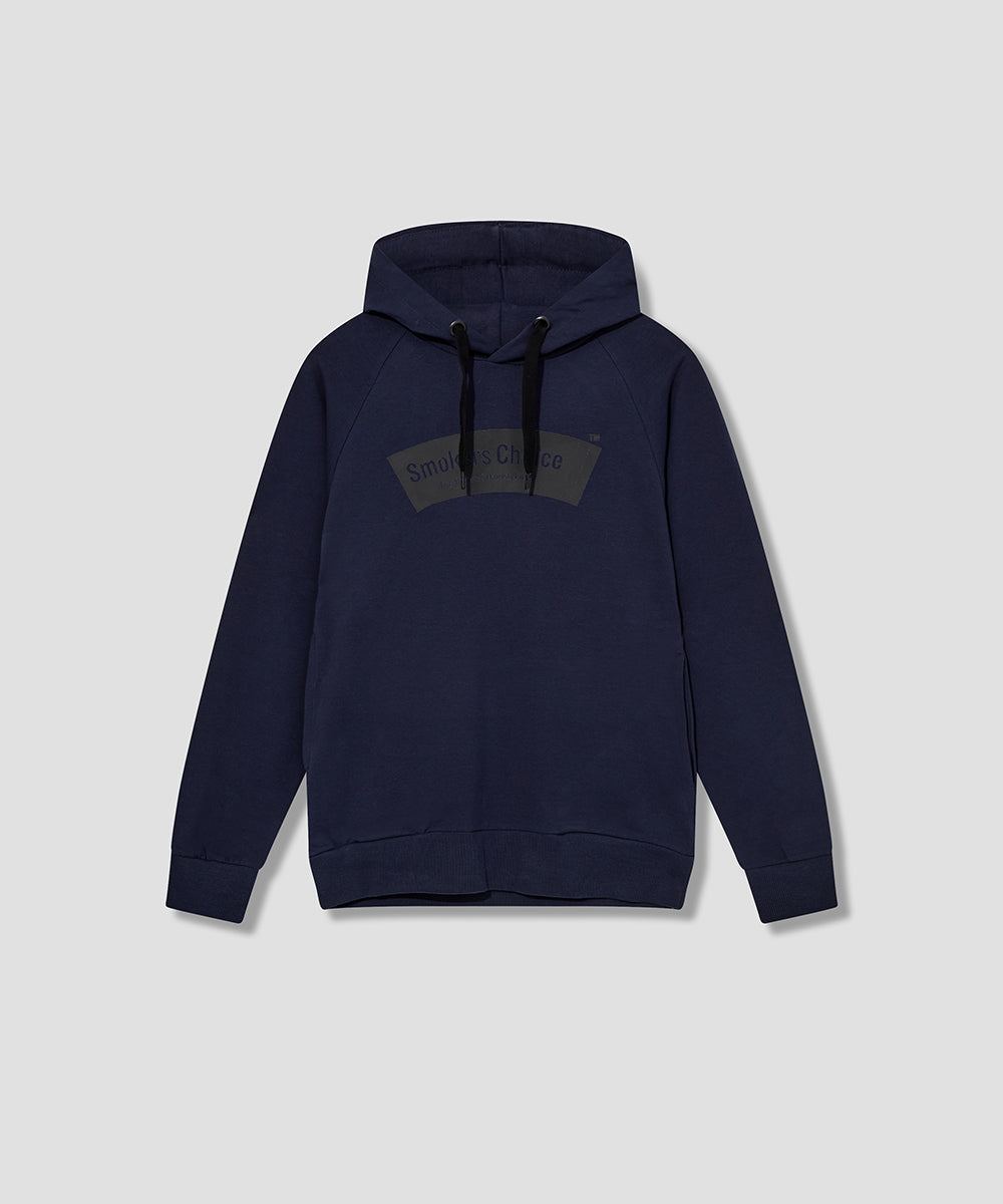 Navy BLUE Sport Hooded Sweat with SmokersChoice logo in BLACK