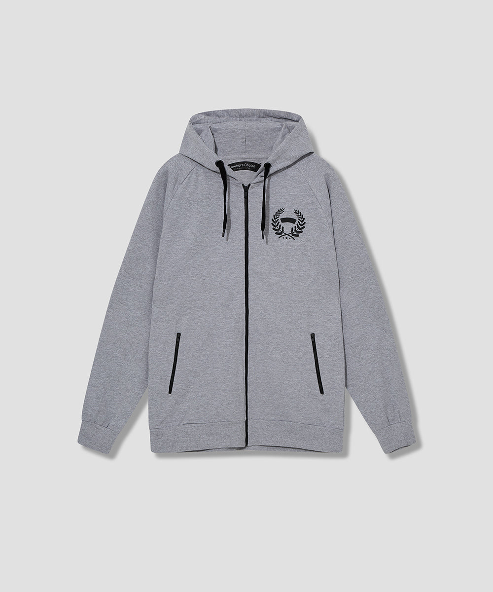 Grey Sport Hooded Zip with SmokersChoice LAUREL logo in BLACK