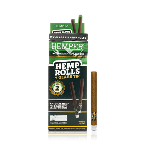 Pre-Rolled King Size Glass Tipped Hemp Rolls - Hemp