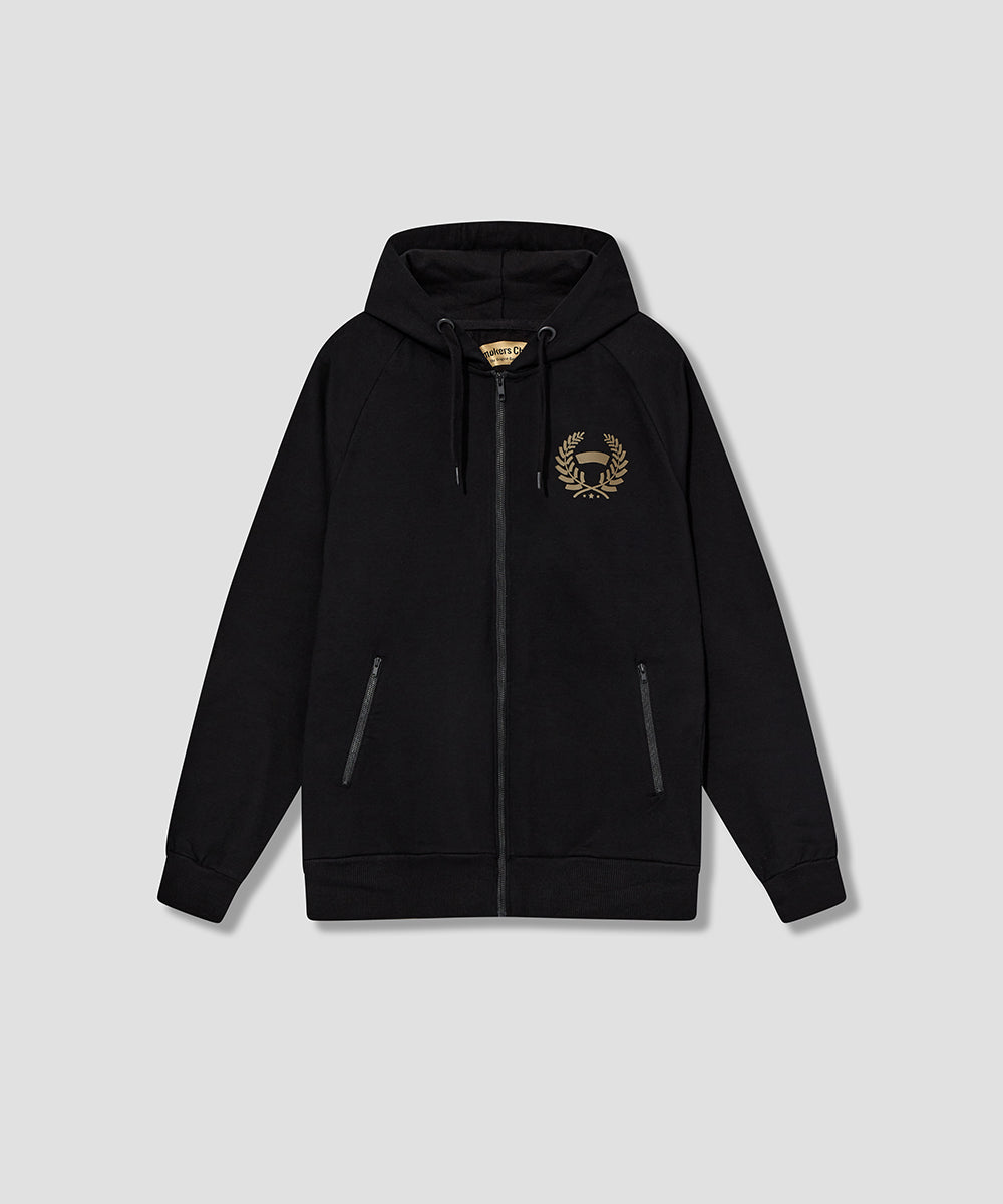 BLACK Sport Hooded Zip with SmokersChoice LAUREL logo in GOLD