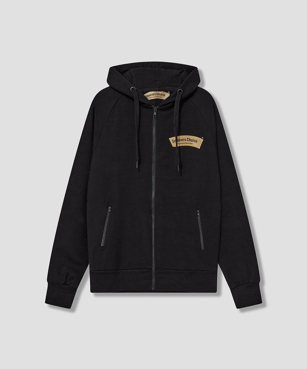BLACK Sport Hooded Zip with SmokersChoice logo in Gold