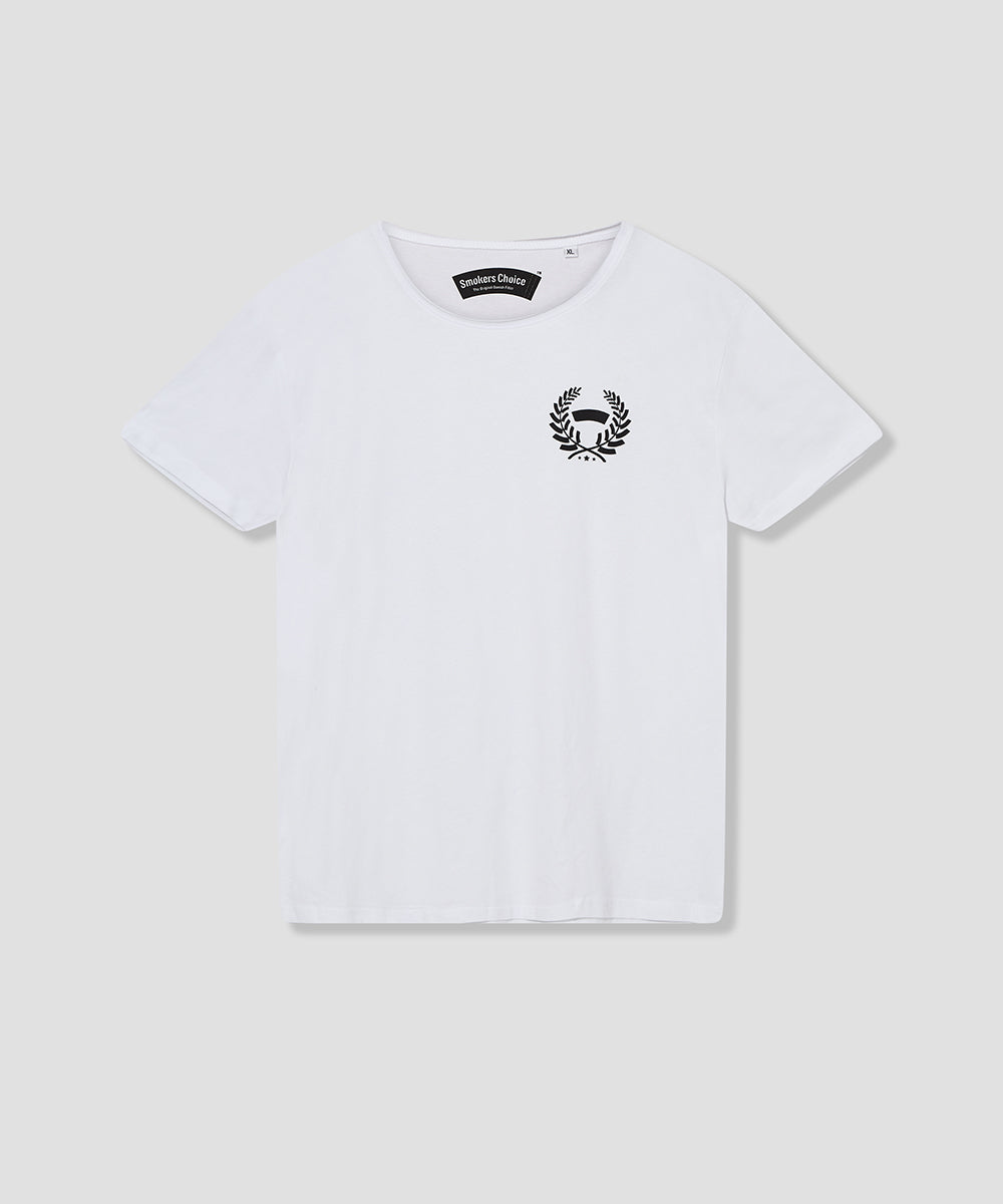 Jersey T-shirt WHITE with LAUREL SmokersChoice logo in Black