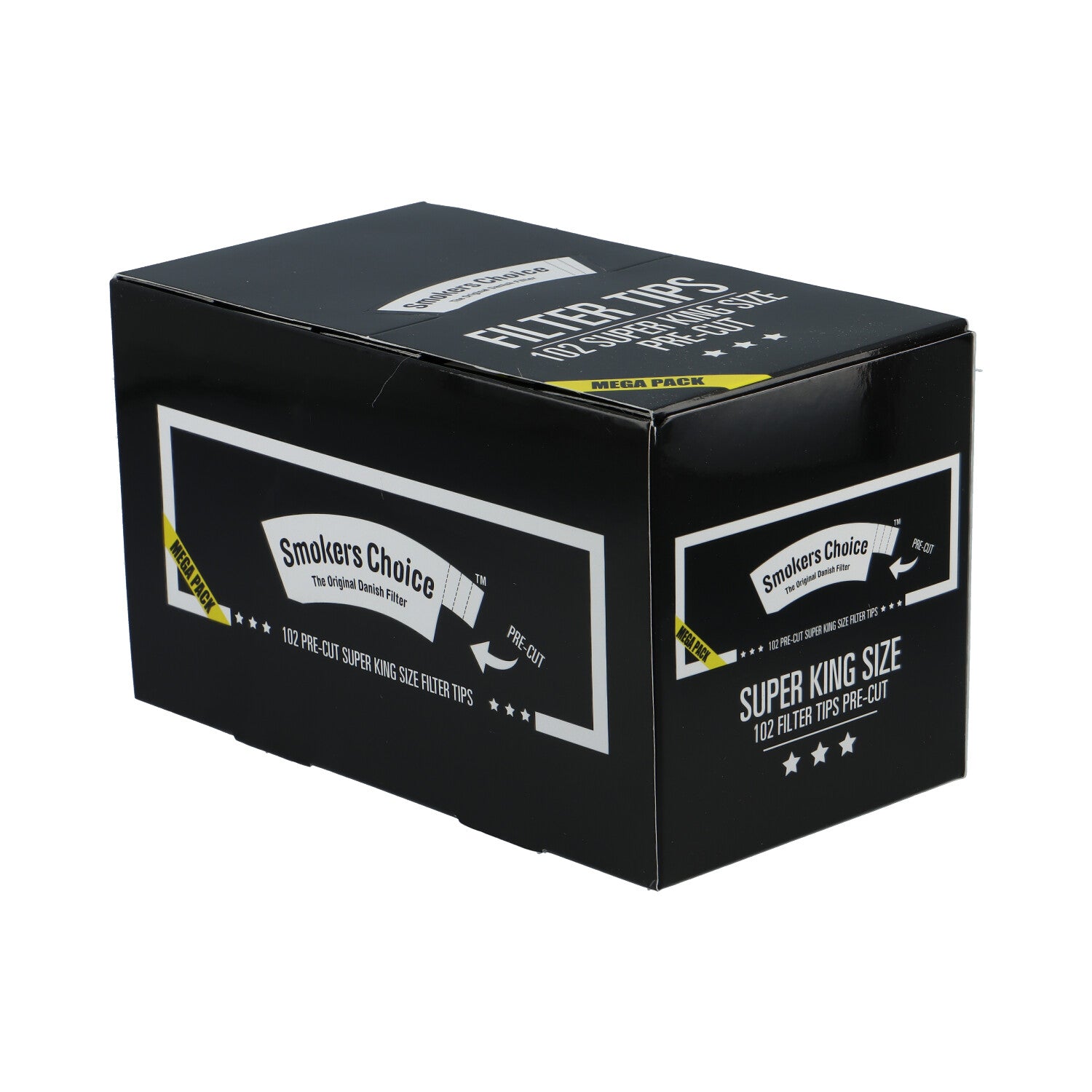 Smokers Choice Filter Tips Black Pre-Cut Super King Size Mega Pack Box closed